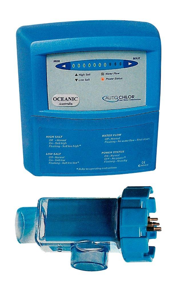 Automatická úprava slanej vody soľnou elektrolýzou (salt chlorinator) so samočistiacou celou